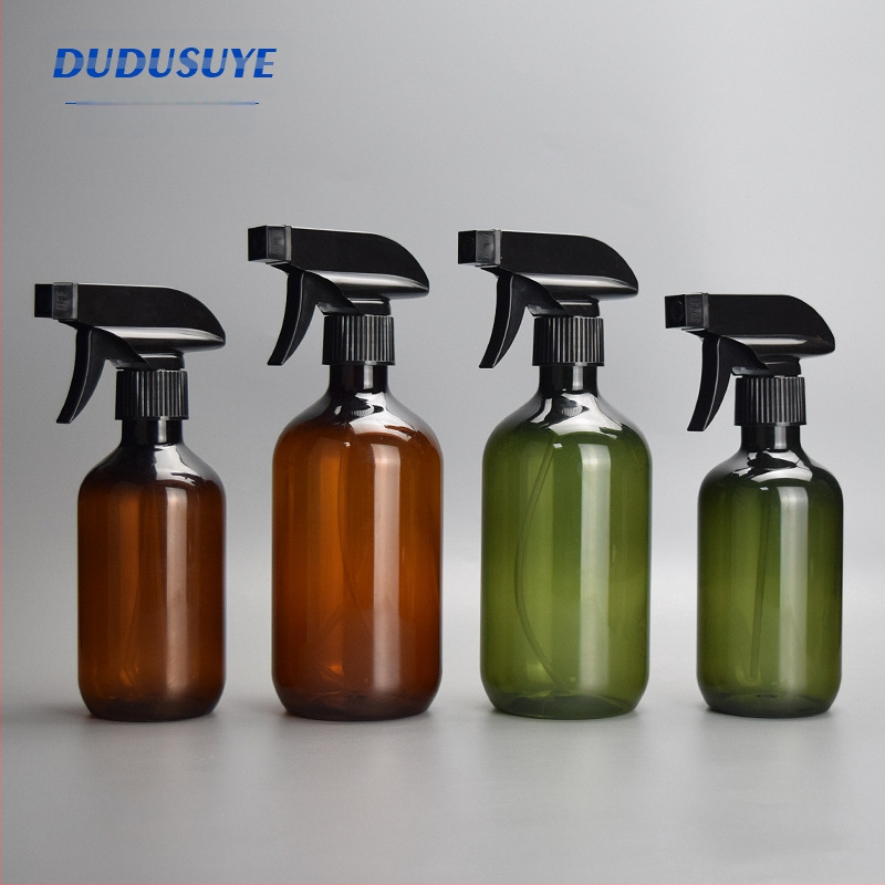 300/500 ml pruuni rohelise ruudukujulise püstoliga pihustuspudel, pudeli desinfitseerimisveepudel, alkoholipihustuspudel, aianduspudel