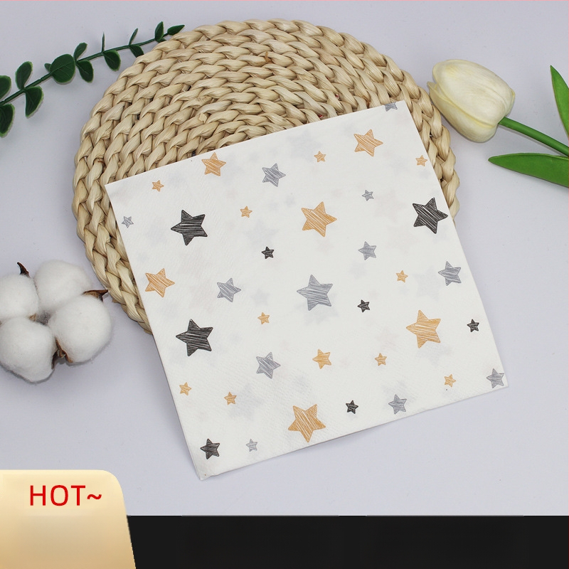 Салфетка със звезда, цветна печатна квадратна салфетка, хартия за парти, парти, висок клас ресторант, специална салфетка за еднократна употреба, може да се персонализира