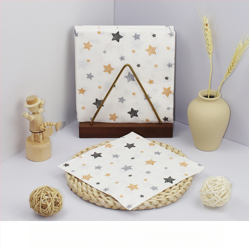 Салфетка със звезда, цветна печатна квадратна салфетка, хартия за парти, парти, висок клас ресторант, специална салфетка за еднократна употреба, може да се персонализира