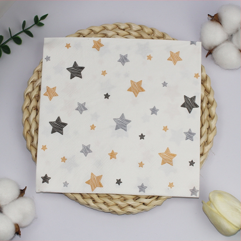 Салфетка със звезда, цветна печатна квадратна салфетка, хартия за парти, парти, висок клас ресторант, специална салфетка за еднократна употреба, може да се персонализира