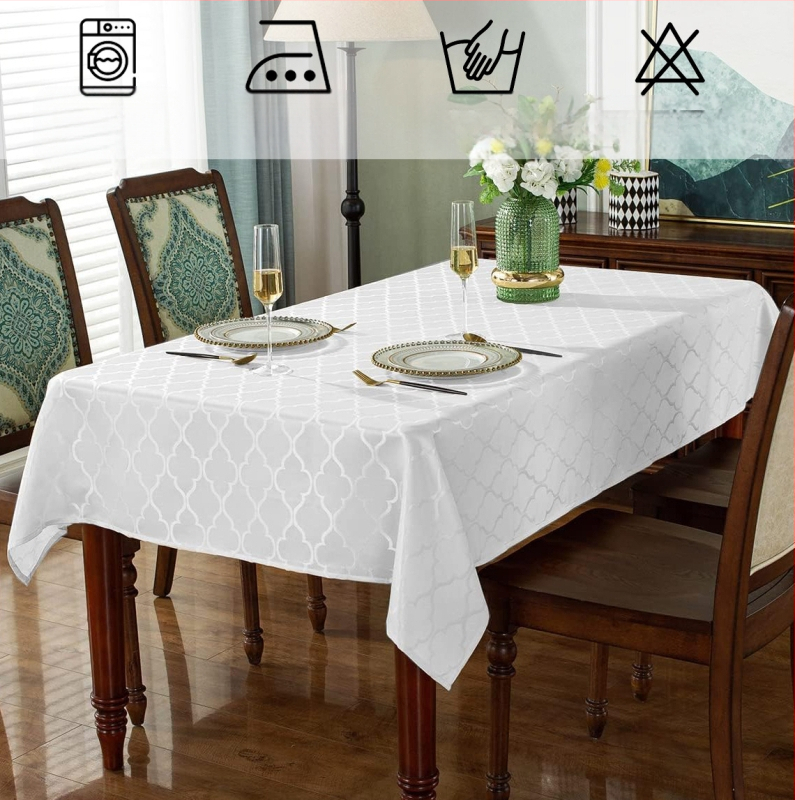 Polüesteržakaarmadratsiga Maroko lokkis kõrgekvaliteediline satiinist kortsudevastane siseruumides kasutatav dekoratiivne ruudukujuline ristkülikukujuline ümmargune laudlina