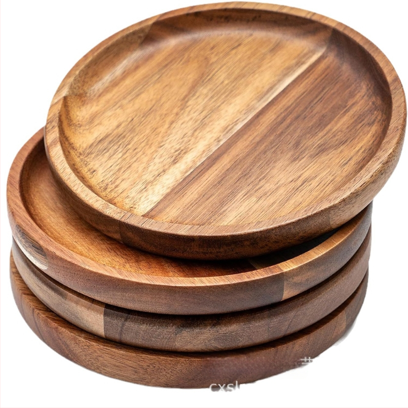 Puidust akaatsia taldrikualus, täispuidust ümmargune kandik, kohvisuupiste, puuviljalaua kaunistus, uus stiil