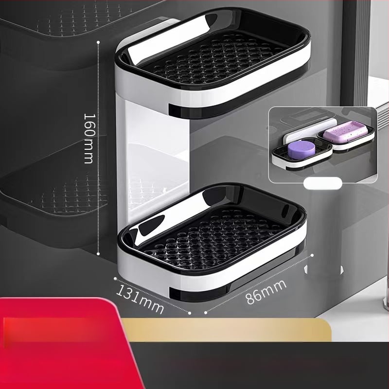 Piiriülene seebikarp, augustamata, seinale kinnitatav äravooluga seebiriiul, majapidamis-, tualett- ja vannitoakahekihiline seebiriiul