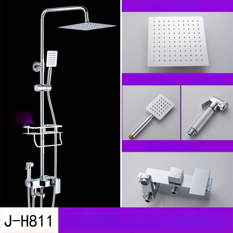 Juodas termostatinis dušo komplektas, visas varinis, karšto ir šalto vandens maišymo vožtuvas, vonios kambario stiprintuvo dušas, vonios kambario tarpvalstybinė didmeninė prekyba