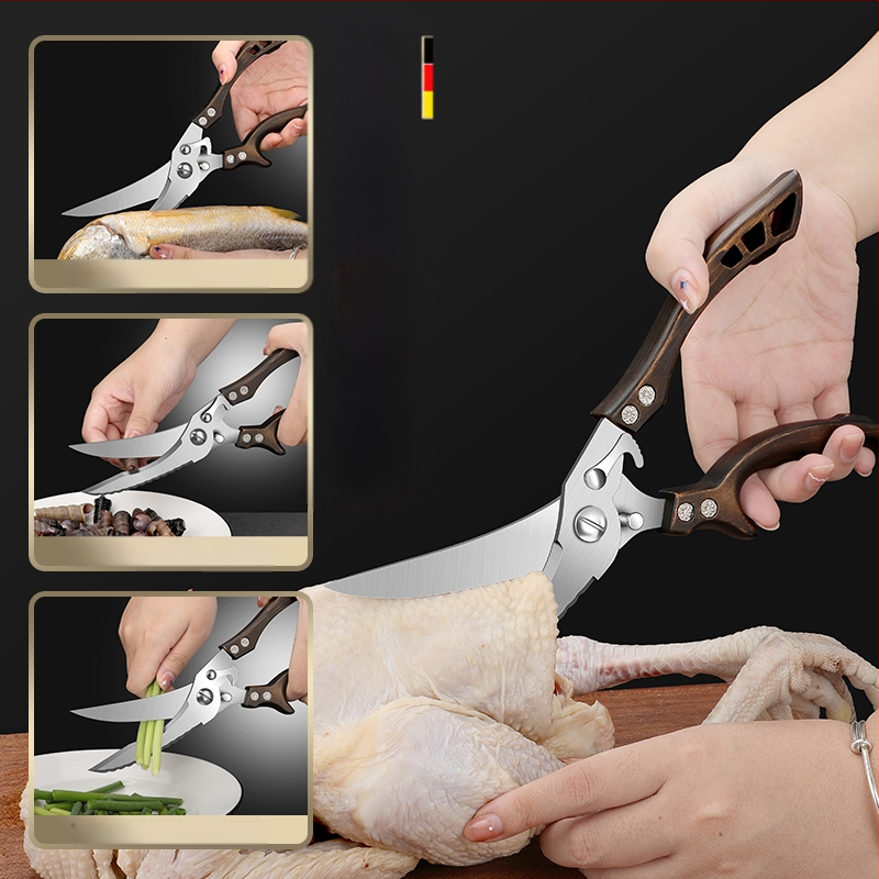 Gamyklinės tiesioginės virtuvės žirklės, buitinės, tvirtos vištienos kaulų žirklės, daugiafunkcinės žirklės, specialios plieno kaulų žirklės, virtuvės žirklės