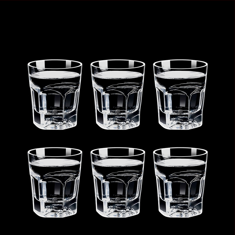 Alkoholinių gėrimų taurė, taurė, maža vyno taurė, spiritinis stiklas, aštuonkampis stiklas, kulkos formos taurė, vienos taurės didmeninė stiklinė taurė