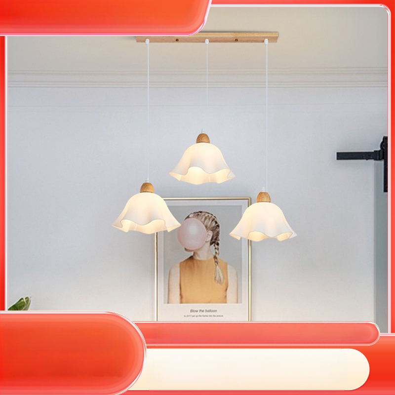 PVC lainelambivarjuga Jaapani lihtsa lillerestorani uus lühter kestaga kreemjas stiilis loominguline lambivarjude hulgimüük