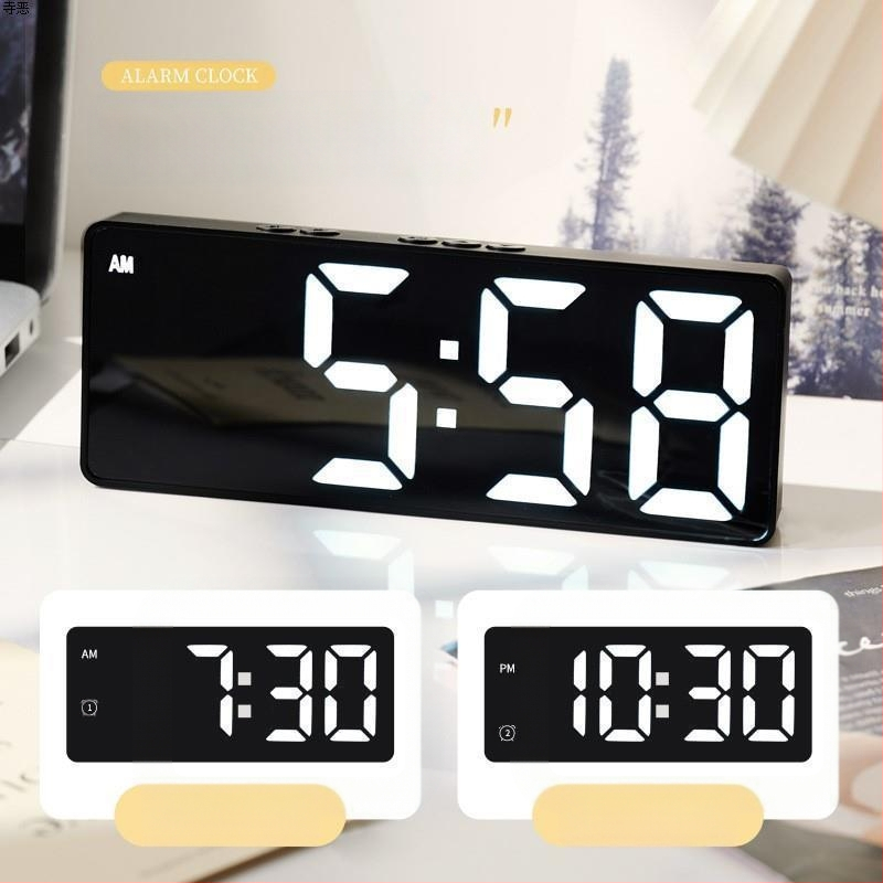 Ceas deșteptător cu oglindă, afișaj orar, studenții folosesc pendulul pentru birou, inteligent, 2024, electronic, digital, nou