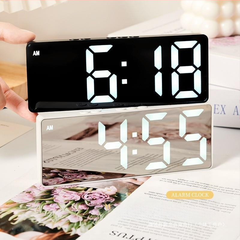 Ceas deșteptător cu oglindă, afișaj orar, studenții folosesc pendulul pentru birou, inteligent, 2024, electronic, digital, nou