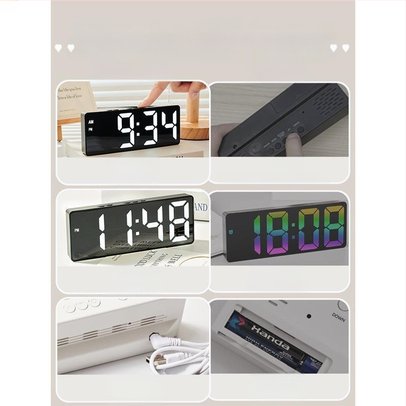 Ceas deșteptător cu oglindă, afișaj orar, studenții folosesc pendulul pentru birou, inteligent, 2024, electronic, digital, nou