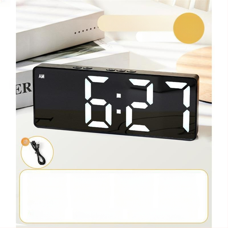 Ceas deșteptător cu oglindă, afișaj orar, studenții folosesc pendulul pentru birou, inteligent, 2024, electronic, digital, nou