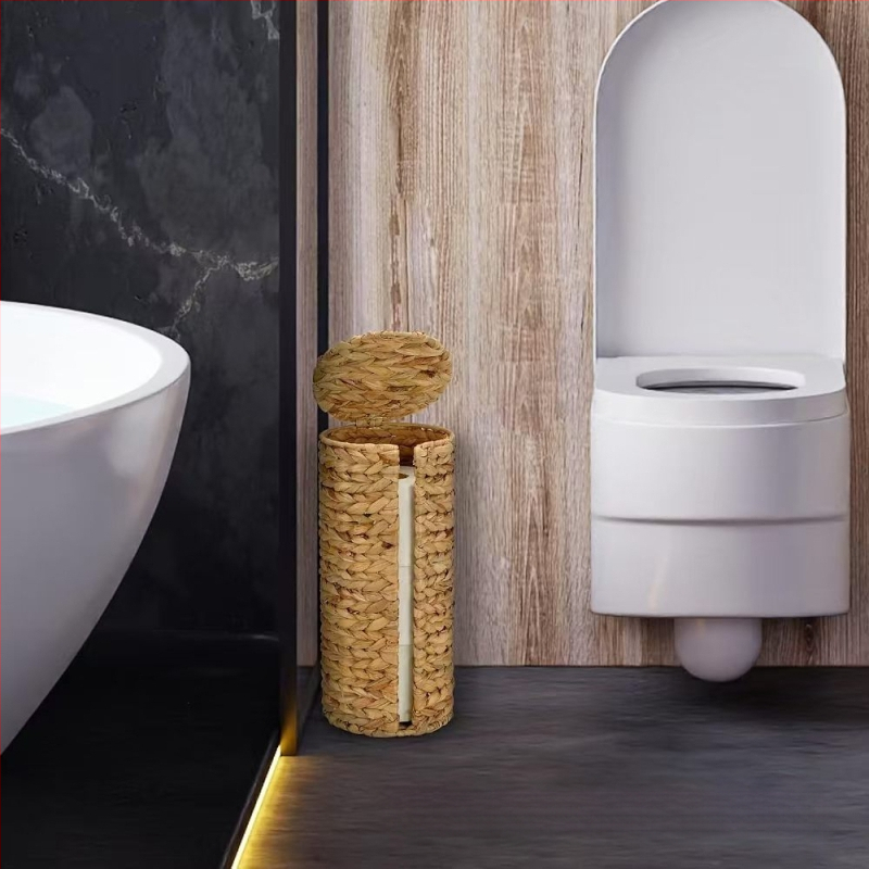 Piiriülene vesihüatsindist õlgedest valmistatud vertikaalne käsitsi valmistatud rotangist sarnane topsihoidja, ühekordne topsihoidja