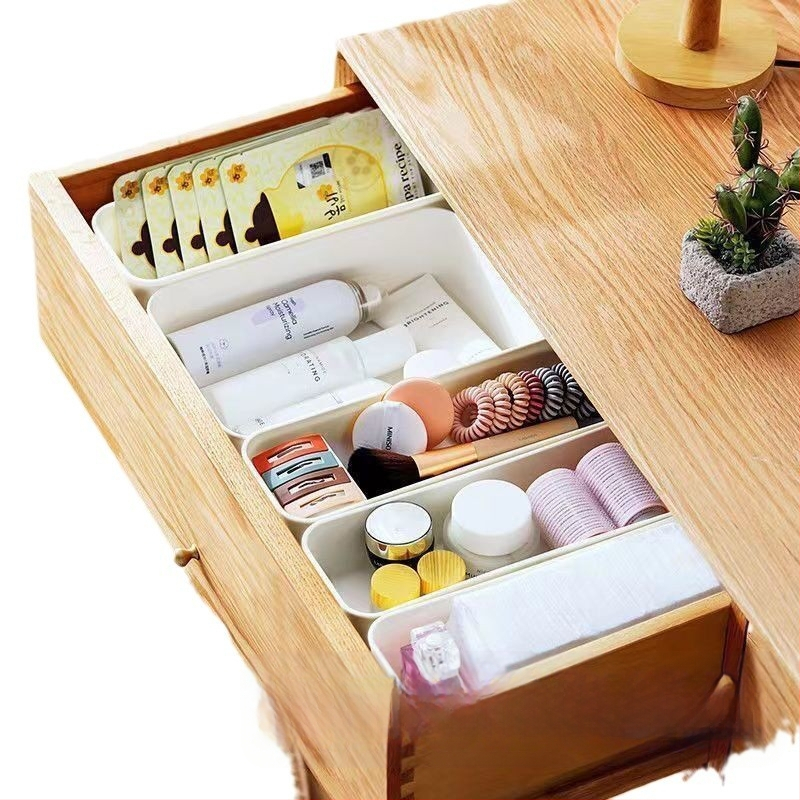 Háztartási egyszerű tejfehér tárolódoboz Többfunkciós fiókos tárolódoboz Asztali rendszerező vegyes tárgyak téglalap alakú tárolódoboz