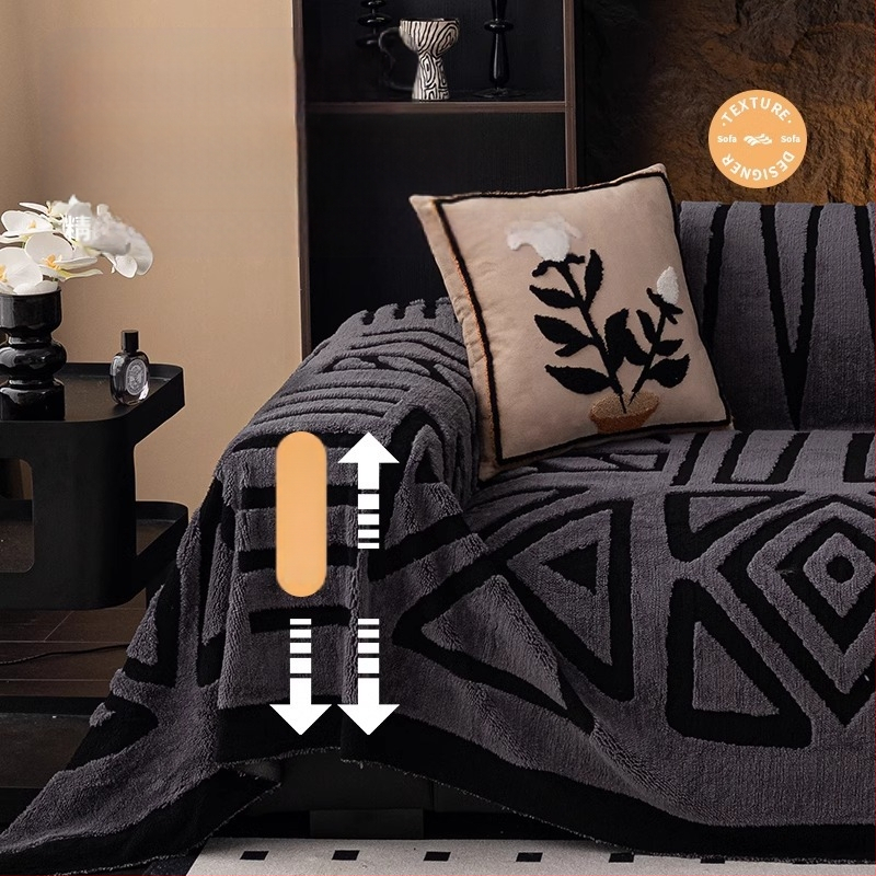 Плюшена кърпа за диван с права линия за есен и зима, цяла, с пълно покритие, 2024, нова, лека, луксозна, висок клас, дебела покривка