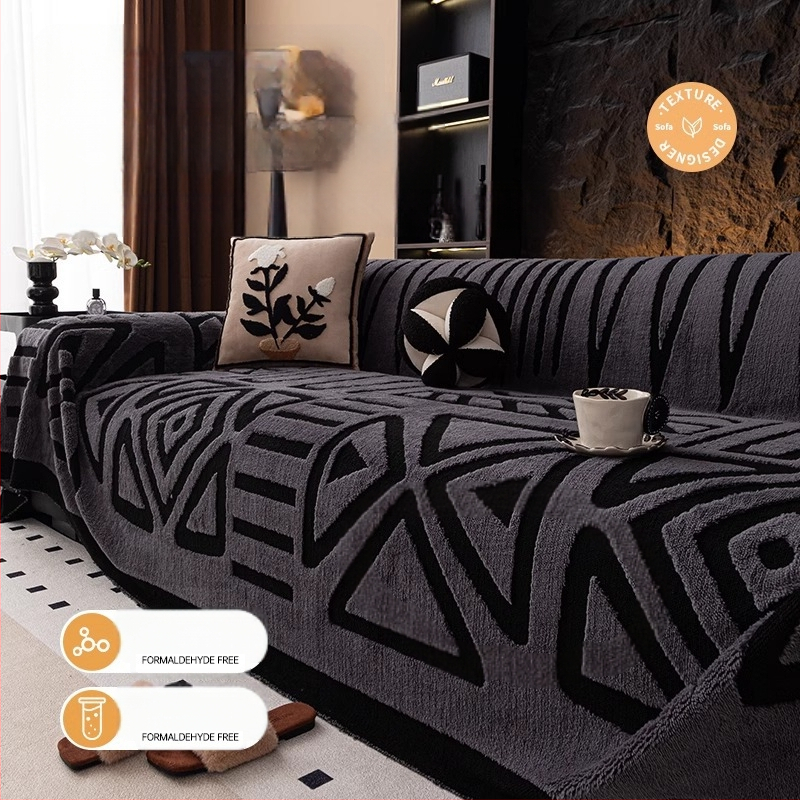 Плюшена кърпа за диван с права линия за есен и зима, цяла, с пълно покритие, 2024, нова, лека, луксозна, висок клас, дебела покривка
