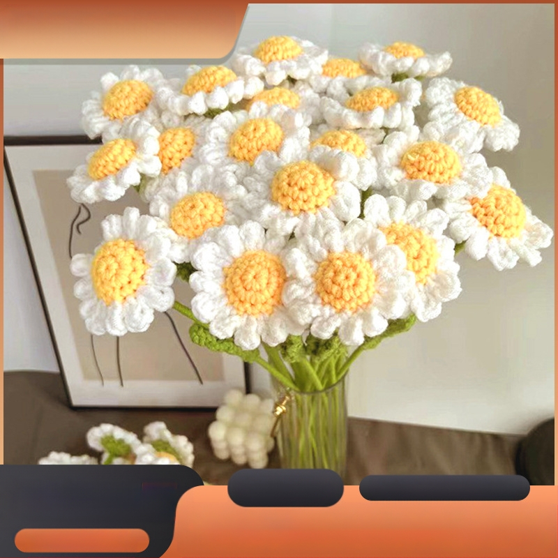 Simuleeritud krüsanteemikimp, käsitsi valmistatud isetehtud kootud karikakratega Hiina valentinipäevakimp, villane lill, loominguline surematu lill