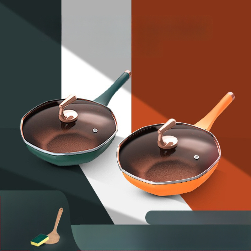 Maifani kivist kaheksanurkne pann mittenakkuva panniga paksendatud pann köögiwok majapidamise multifunktsionaalne wok-gaas universaalne