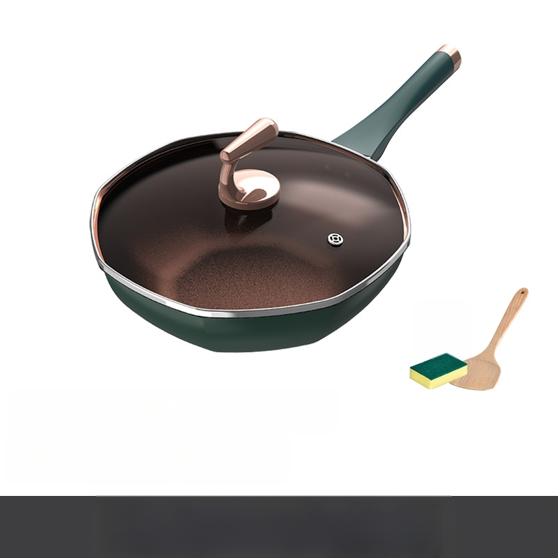 Maifani kivist kaheksanurkne pann mittenakkuva panniga paksendatud pann köögiwok majapidamise multifunktsionaalne wok-gaas universaalne