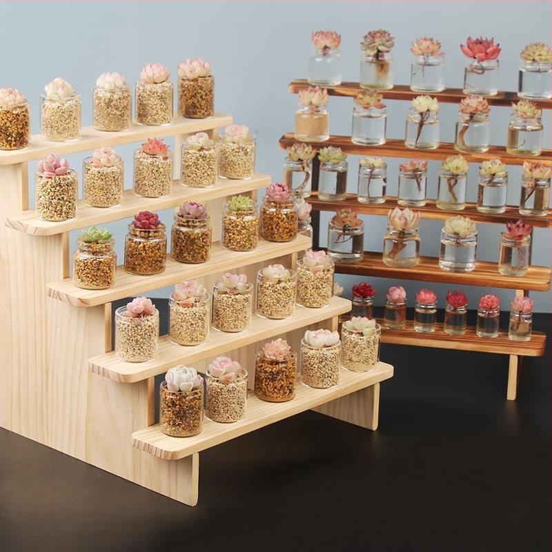 NM397 Raft de afișare din lemn masiv, suport de depozitare, suport de birou, la modă, de mână, cutie specială pentru jaluzele, raft pentru scară cu plante verzi cărnoase