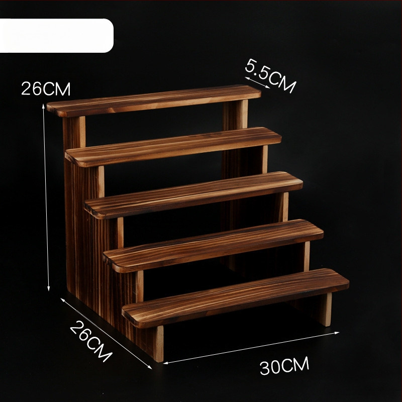 NM397 Raft de afișare din lemn masiv, suport de depozitare, suport de birou, la modă, de mână, cutie specială pentru jaluzele, raft pentru scară cu plante verzi cărnoase