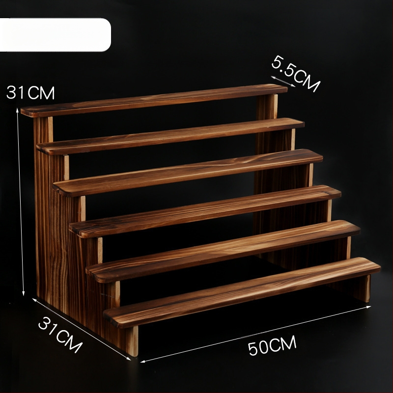 NM397 Raft de afișare din lemn masiv, suport de depozitare, suport de birou, la modă, de mână, cutie specială pentru jaluzele, raft pentru scară cu plante verzi cărnoase