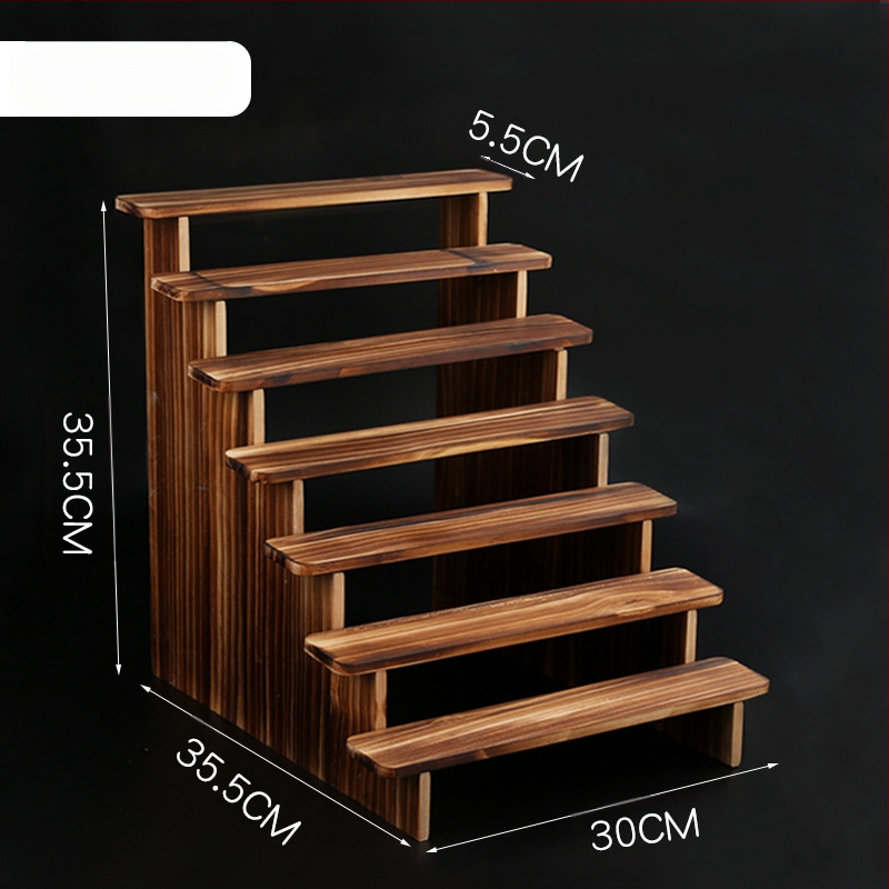 NM397 Raft de afișare din lemn masiv, suport de depozitare, suport de birou, la modă, de mână, cutie specială pentru jaluzele, raft pentru scară cu plante verzi cărnoase