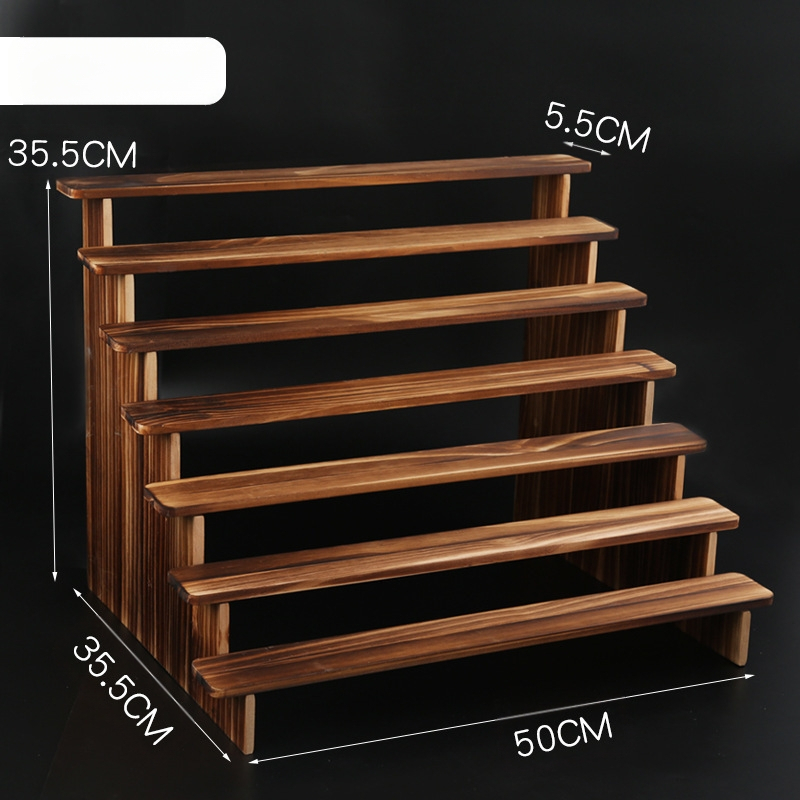 NM397 Raft de afișare din lemn masiv, suport de depozitare, suport de birou, la modă, de mână, cutie specială pentru jaluzele, raft pentru scară cu plante verzi cărnoase