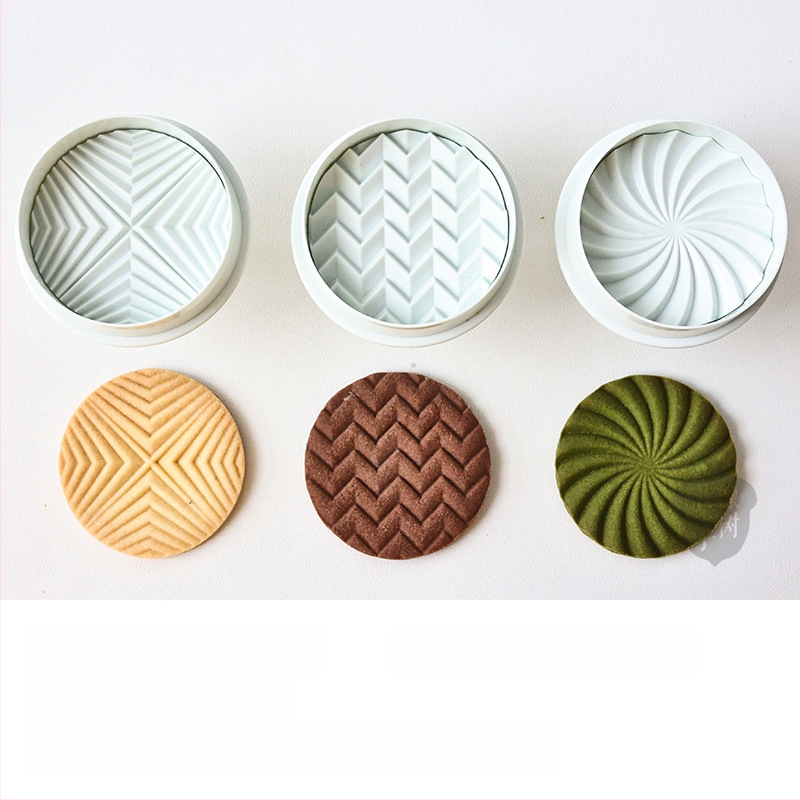 Põhjala stiilis retro geomeetriline küpsisevorm nostalgiline laineline piimakoogi kolmemõõtmeline pitserivorm kooginaha käsitsi survetööriist