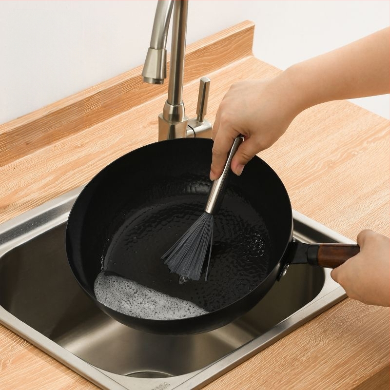 Nerūsējošā tērauda virtuves birste ar garu rokturi, pagarināta podu mazgāšanas podu dekontaminācijas tīrīšanas birste