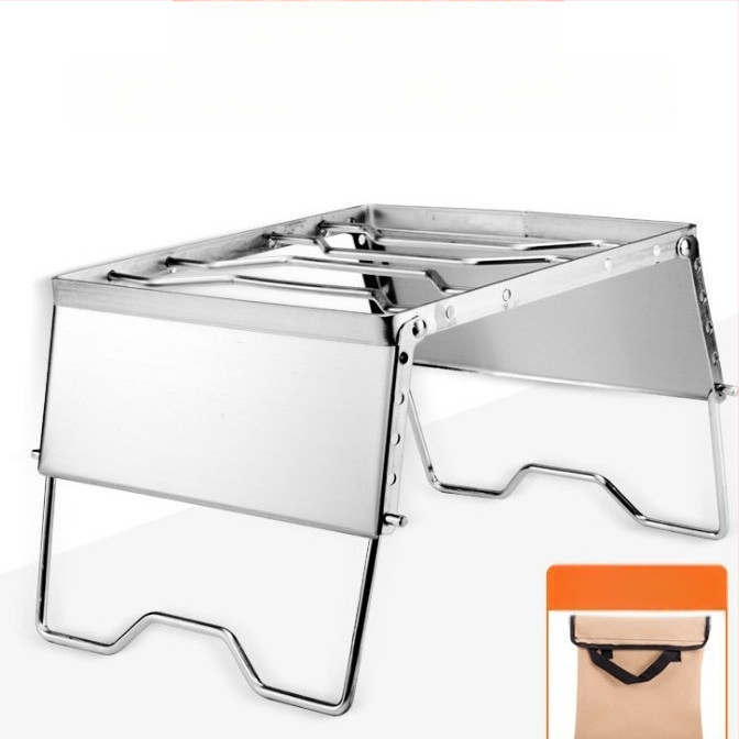 Nerūsējošā tērauda saliekams daudzfunkcionāls vējstikls, vēja necaurlaidīgs grila plīts galvas kronšteins, pārnēsājams piknika katlu statīvs