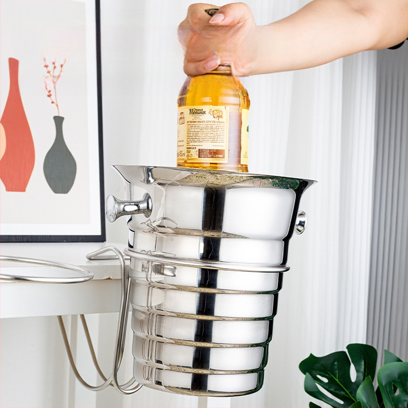 Нов удебелен настолен висок стелаж от неръждаема стомана, скоба за съхранение на KTV кофа за лед, кофа за шампанско, кофа за червено вино с лед