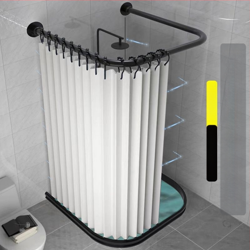 Kokkupandav magnetiline vannitoa dušikardina komplekt ilma augustamata U-kujulise vardaga duširuumi veekindel vahesein kuiv- ja märgeraldus
