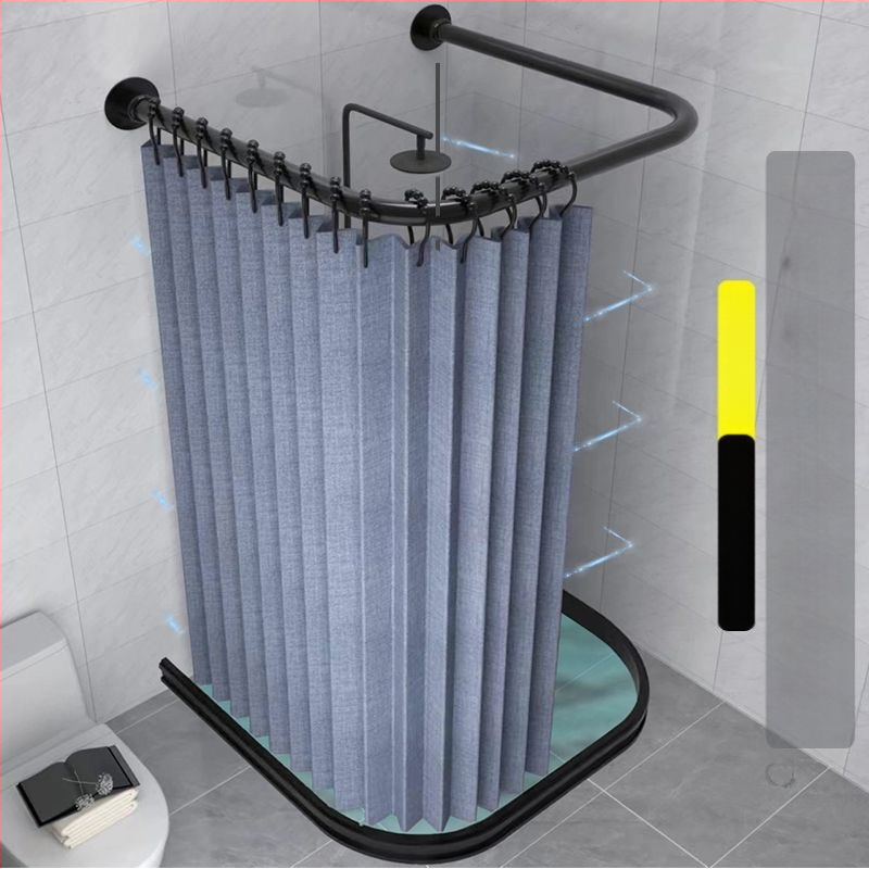 Kokkupandav magnetiline vannitoa dušikardina komplekt ilma augustamata U-kujulise vardaga duširuumi veekindel vahesein kuiv- ja märgeraldus