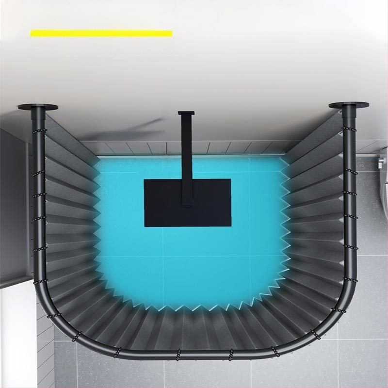 Kokkupandav magnetiline vannitoa dušikardina komplekt ilma augustamata U-kujulise vardaga duširuumi veekindel vahesein kuiv- ja märgeraldus