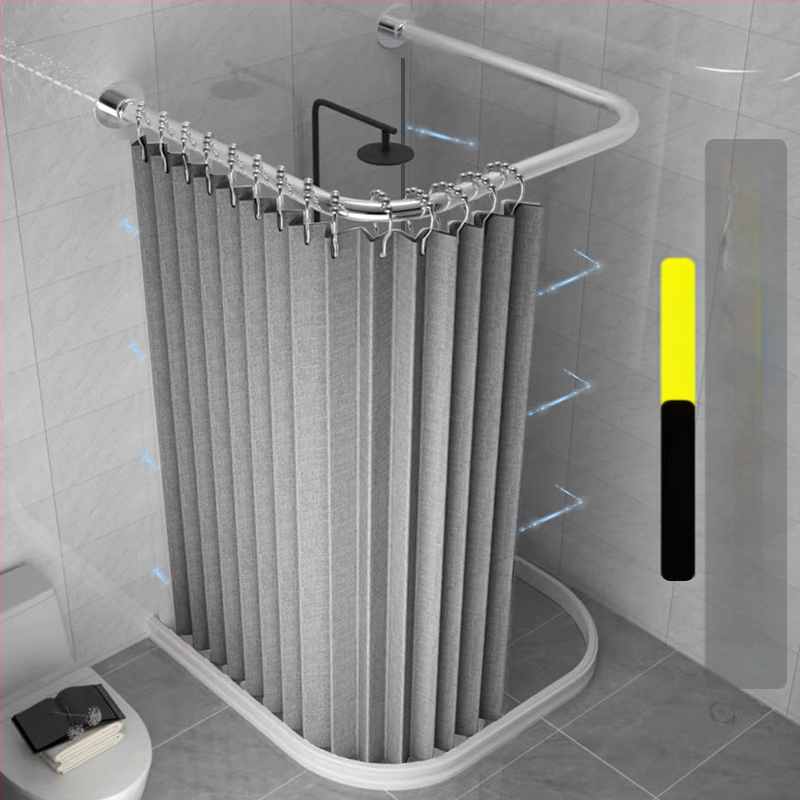 Kokkupandav magnetiline vannitoa dušikardina komplekt ilma augustamata U-kujulise vardaga duširuumi veekindel vahesein kuiv- ja märgeraldus