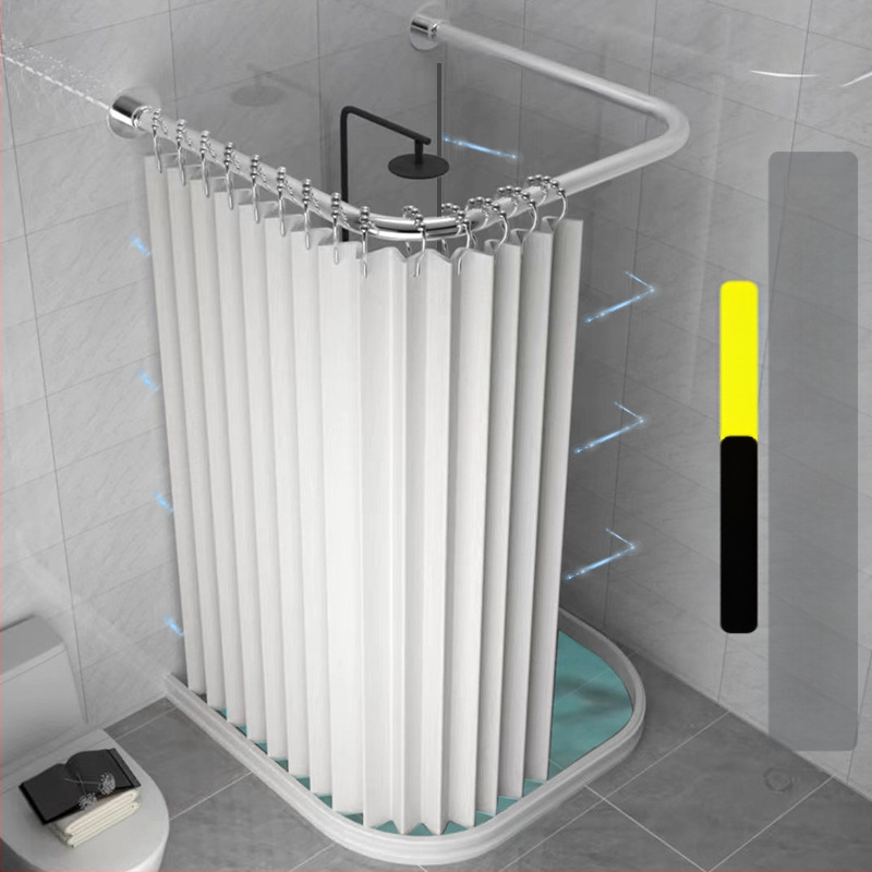 Kokkupandav magnetiline vannitoa dušikardina komplekt ilma augustamata U-kujulise vardaga duširuumi veekindel vahesein kuiv- ja märgeraldus