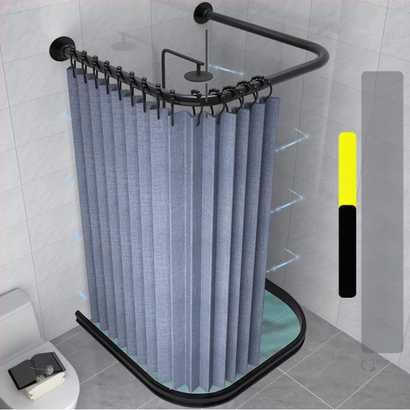 Kokkupandav magnetiline vannitoa dušikardina komplekt ilma augustamata U-kujulise vardaga duširuumi veekindel vahesein kuiv- ja märgeraldus