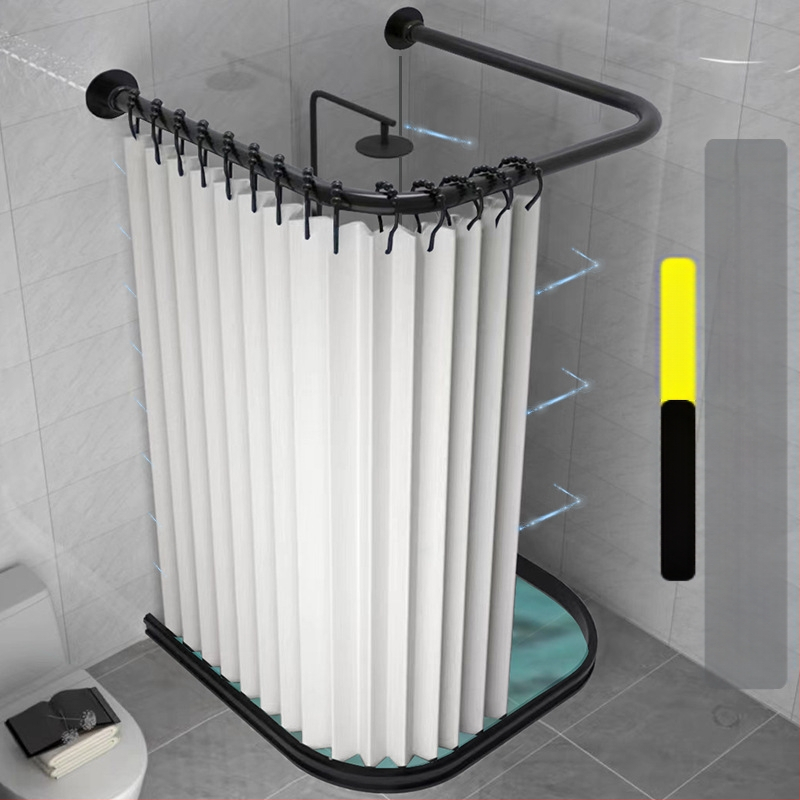Kokkupandav magnetiline vannitoa dušikardina komplekt ilma augustamata U-kujulise vardaga duširuumi veekindel vahesein kuiv- ja märgeraldus