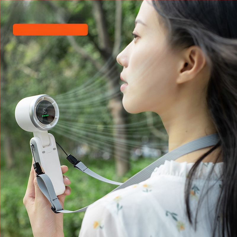Határokon átnyúló penge nélküli nyakventilátor digitális kijelzővel, turbóventilátorral, összecsukható, kézi, hordozható elektromos ventilátor logógenerátorral
