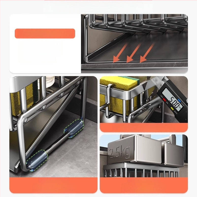 Köögi hoiuriiul, kraanikausi kuivatusrest, süsinikterasest kraan nõudepesuks ja puhastamiseks, terasest traadist kuuliga hoiuriiuli artefakt