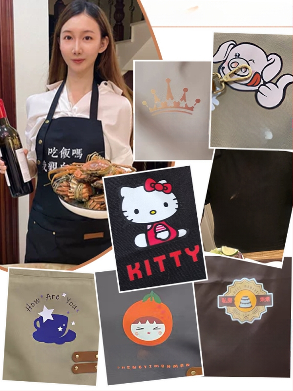 Vandeniui atspari drobės prijuostė, logotipo spausdinimas, skirtas maitinimui, skirtas baristai, pieno arbatos parduotuvei, manikiūro ir virtuvės kombinezonams moterims.