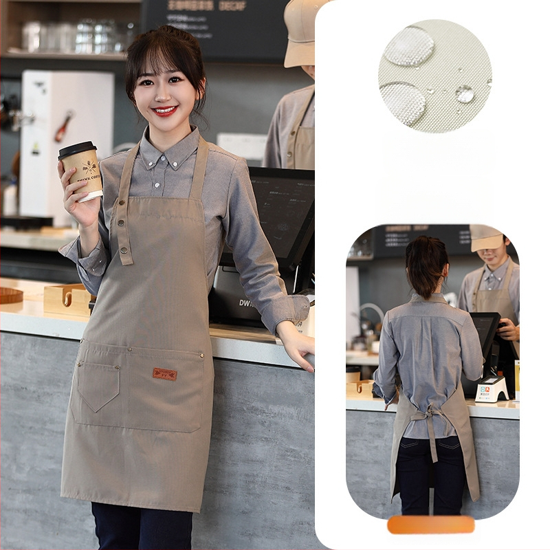 Vandeniui atspari drobės prijuostė, logotipo spausdinimas, skirtas maitinimui, skirtas baristai, pieno arbatos parduotuvei, manikiūro ir virtuvės kombinezonams moterims.