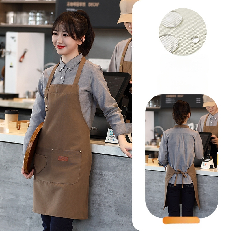 Vandeniui atspari drobės prijuostė, logotipo spausdinimas, skirtas maitinimui, skirtas baristai, pieno arbatos parduotuvei, manikiūro ir virtuvės kombinezonams moterims.