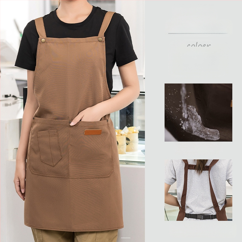 Vandeniui atspari drobės prijuostė, logotipo spausdinimas, skirtas maitinimui, skirtas baristai, pieno arbatos parduotuvei, manikiūro ir virtuvės kombinezonams moterims.