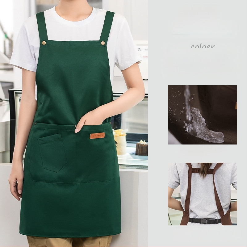 Vandeniui atspari drobės prijuostė, logotipo spausdinimas, skirtas maitinimui, skirtas baristai, pieno arbatos parduotuvei, manikiūro ir virtuvės kombinezonams moterims.