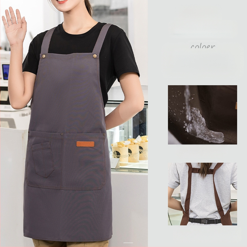 Vandeniui atspari drobės prijuostė, logotipo spausdinimas, skirtas maitinimui, skirtas baristai, pieno arbatos parduotuvei, manikiūro ir virtuvės kombinezonams moterims.