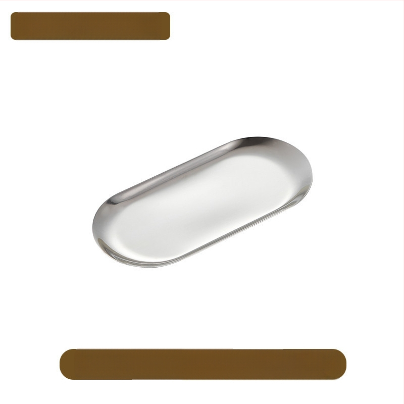 Határokon átnyúló snack étel kenyér sütemény snack négyzet alakú tányér lapos alváz koreai stílusú arany rozsdamentes acél ovális tükörtányér