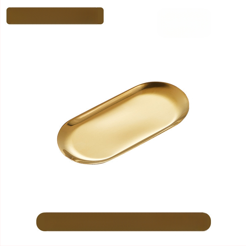 Határokon átnyúló snack étel kenyér sütemény snack négyzet alakú tányér lapos alváz koreai stílusú arany rozsdamentes acél ovális tükörtányér