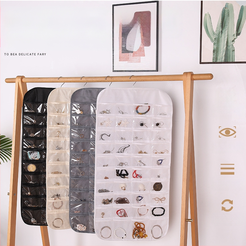 Laikymo krepšys, skirtas papuošalams, pakabinamas tinklelis, 80 dalių dvipusis papuošalų laikymas, maži auskarai, pakabinamas krepšys objektams, krepšys