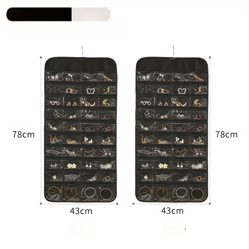 Laikymo krepšys, skirtas papuošalams, pakabinamas tinklelis, 80 dalių dvipusis papuošalų laikymas, maži auskarai, pakabinamas krepšys objektams, krepšys